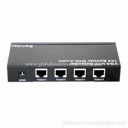 VGA UTP Extender, 1 x 4 Splitter with Audio, 1,920 x 1,200 Pixels Resolution